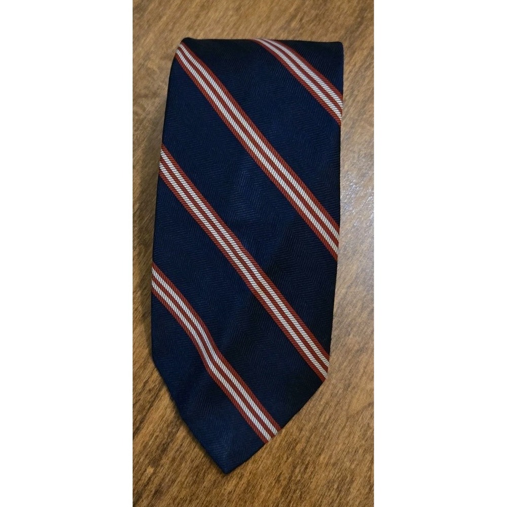 Ketch Neck Tie 3.25" Wide 58" Long Navy Red Gray Striped Formal Attire
